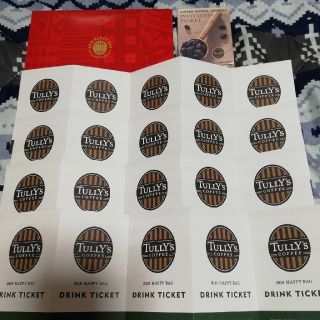 TULLY'S COFFEE(タリーズコーヒー)のTULLY'S COFFEE　DRINK TICKET 20枚セット チケットの優待券/割引券(フード/ドリンク券)の商品写真