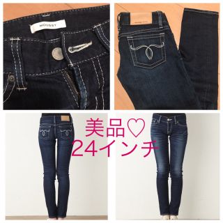 マウジー(moussy)の美品 24インチ D/BLU POWDER Straight Slim デニム (デニム/ジーンズ)