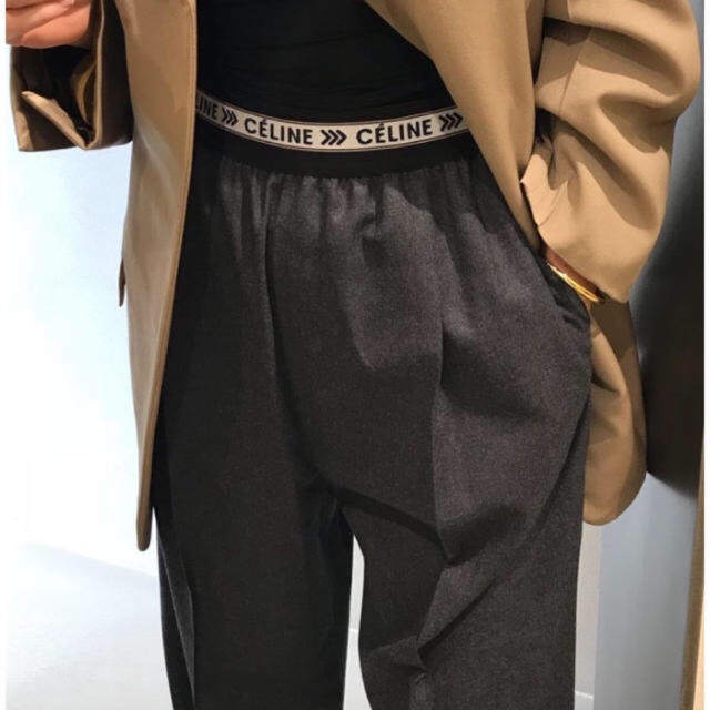 新品2018 celine セリーヌ ロゴパンツ グレー 36