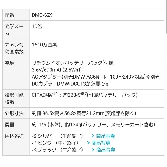 Panasonic  DMC-SZ9 デジカメ 3