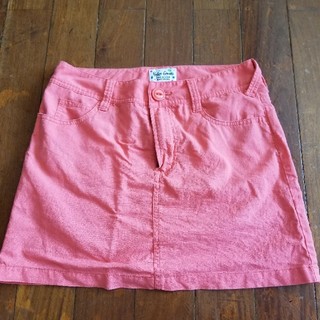 ロデオクラウンズ(RODEO CROWNS)のロデオ　ピンク　スカート　麻素材(ひざ丈スカート)