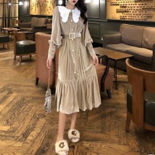 メリージェニー(merry jenny)のLACE COLLAR VELOUR DRESS.(ロングワンピース/マキシワンピース)