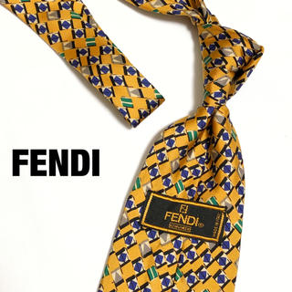 フェンディ(FENDI)の【廃盤】FENDI シルク ネクタイ 総柄 ストライプ 剣幅9.5 イタリア製(ネクタイ)