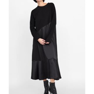 Miia新品☆ZARA ザラ コンビ素材フリルワンピース