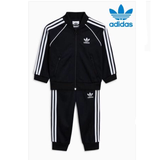 adidas(アディダス)のadidas 黒 ジャージ ベビー服 上下セット キッズ/ベビー/マタニティのベビー服(~85cm)(その他)の商品写真