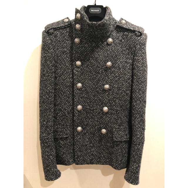 BALMAIN(バルマン)の定価30万 新品 BALMAIN バルマン ナポレオン ツイードコート TOP着 メンズのジャケット/アウター(ピーコート)の商品写真