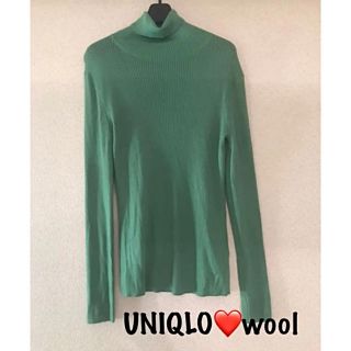 ❤SALE✳【美品】UNIQLO【wool入】グリーン系ニット(ニット/セーター)