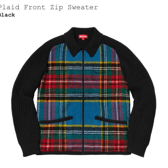 supreme Plaid Front Zip Sweater m 木村着のサムネイル