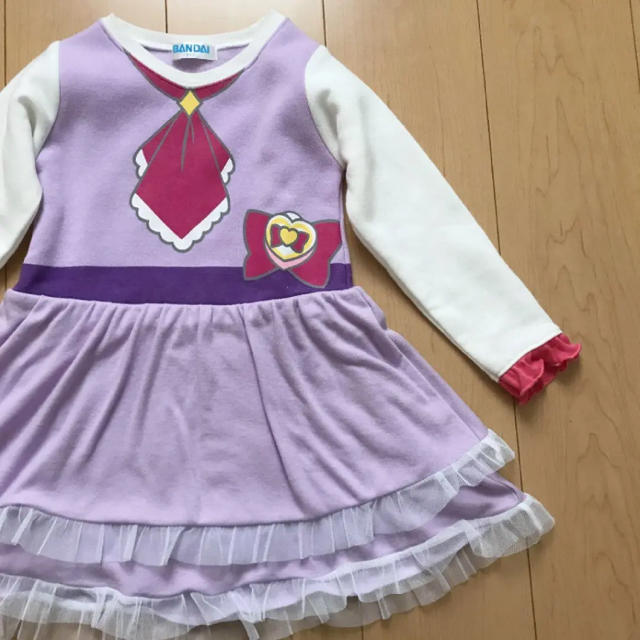 新品♡プリキュア ワンピース/カード付き/キュアアムール 110cm  キッズ/ベビー/マタニティのキッズ服女の子用(90cm~)(ワンピース)の商品写真