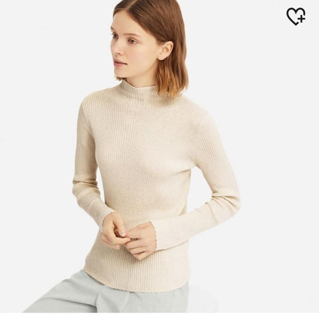 UNIQLO - UNIQLO シャイニーリブハイネックセーター オフホワイトの
