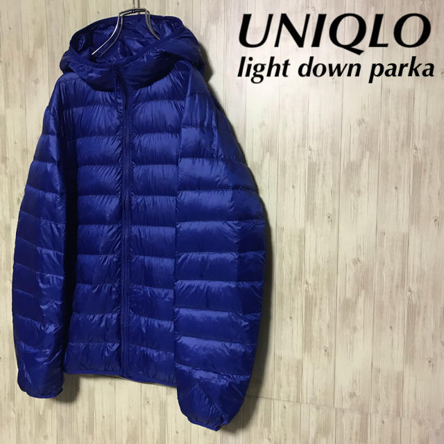 F0156UNIQLOダウンパーカージャケットレディースXL青