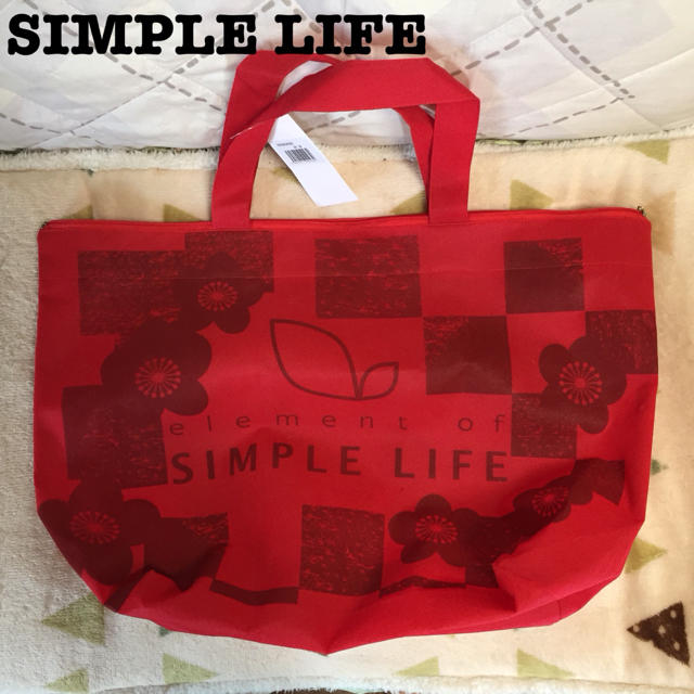 SIMPLE LIFE(シンプルライフ)の【新品】SIMPLE LIFE♡エコバッグ トートバッグ 赤 レディースのバッグ(エコバッグ)の商品写真