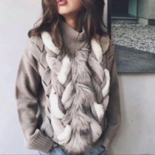 アメリヴィンテージ(Ameri VINTAGE)のAMERI FUR BRAID CABLE KNIT(ニット/セーター)