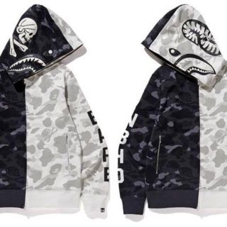 アベイシングエイプ(A BATHING APE)のXL A BATHING APE NEIGHBORHOOD CAMO SHARK(パーカー)