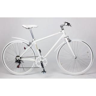 新品★送料無料　クロスバイク　シマノ6段ギア　700×28c　ホワイト(自転車本体)