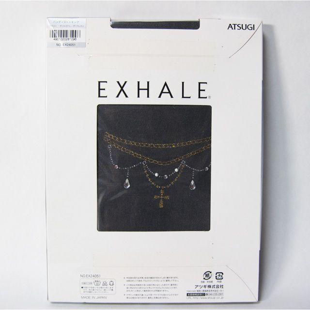 Atsugi(アツギ)の新品未使用 ATSUGI Exhale ティアドロップクロス柄 ブラック＆グレー レディースのレッグウェア(タイツ/ストッキング)の商品写真