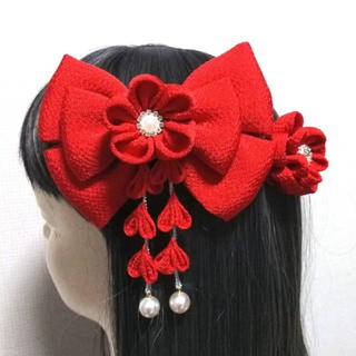 髪飾り赤　髪飾り　リボン赤　ハイカラさんリボン　卒業式髪飾り　成人式髪飾り　袴(ヘアアクセサリー)