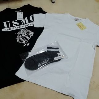 アヴィレックス(AVIREX)のAVIREX  ロングTシャツ　ワッフルクルーネックTシャツ　靴下　サイズM (Tシャツ/カットソー(七分/長袖))