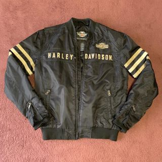 Harley Davidson ハーレー レザー ナイロン ジャケットmaー1