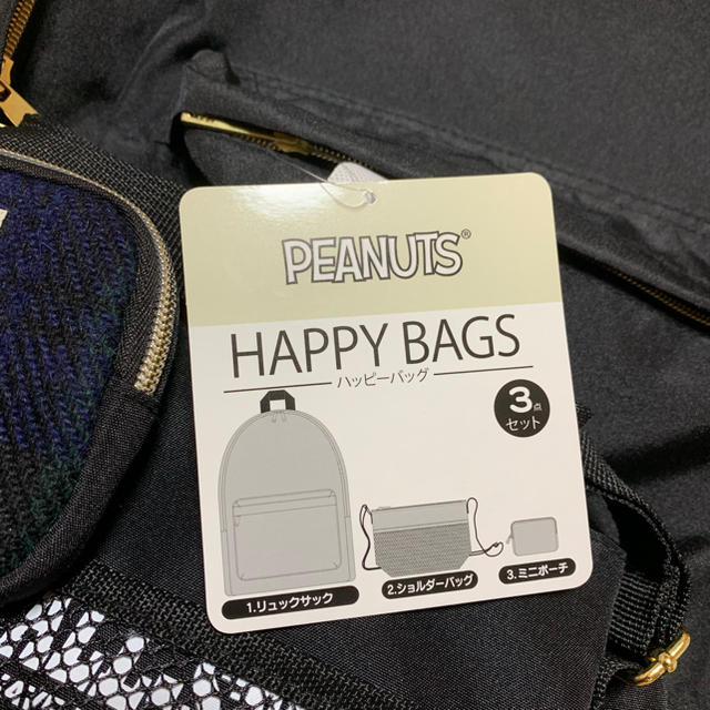 PEANUTS(ピーナッツ)の【新品】スヌーピー★ハッピーバック 3点セット黒 エンタメ/ホビーのおもちゃ/ぬいぐるみ(キャラクターグッズ)の商品写真