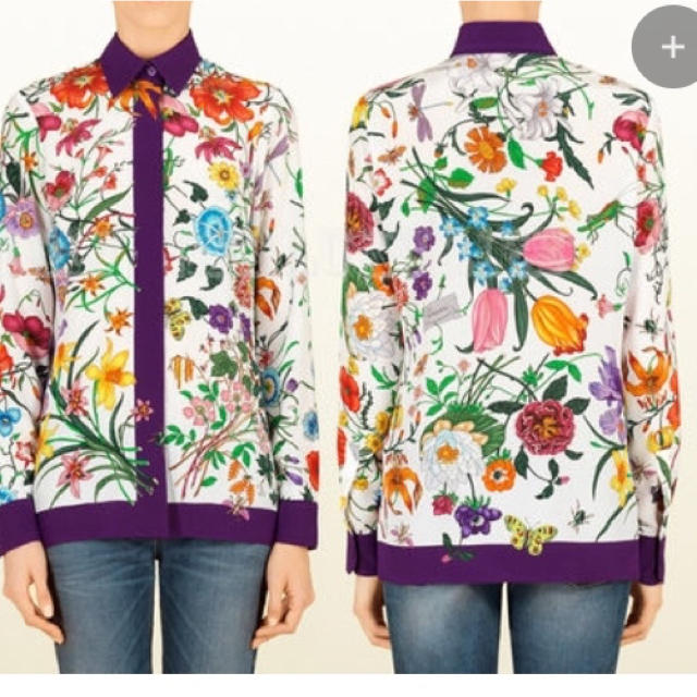 Gucci - 【GUCCI】フローラ スカーフ同柄 シャツ ブラウス 美品の通販