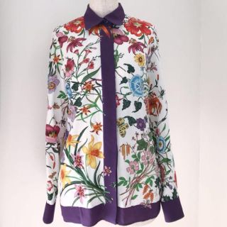 Gucci - 【GUCCI】フローラ スカーフ同柄 シャツ ブラウス 美品の通販