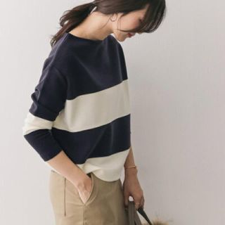 アーバンリサーチドアーズ(URBAN RESEARCH DOORS)の切り替えボーダーカットソー  NAVY(カットソー(長袖/七分))