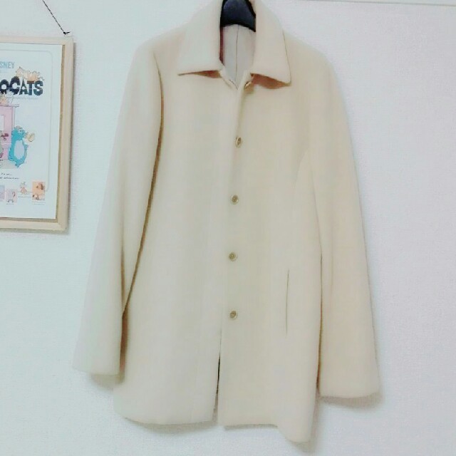 MUJI (無印良品)(ムジルシリョウヒン)のアンゴラウール　ベージュ色コート レディースのジャケット/アウター(チェスターコート)の商品写真