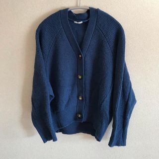 ジーユー(GU)のGU  ドルマン コクーン カーディガン ブルー Mサイズ UNIQLO(カーディガン)