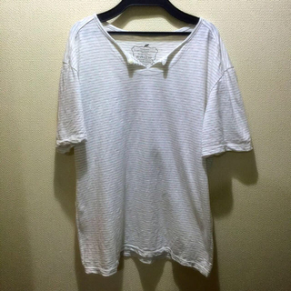 ディーホリック(dholic)のネックボタンボーダーTシャツ(Tシャツ(半袖/袖なし))