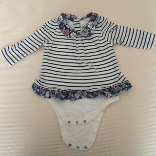 ギャップ(GAP)のbaby gap＊ロンパース 花柄 ボーダー トップス(ロンパース)