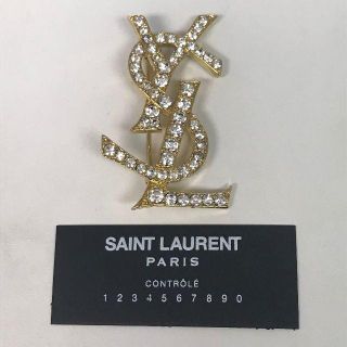 サンローラン(Saint Laurent)のイヴサンローラン　ブローチ　ラインストーン　ゴールド(ブローチ/コサージュ)