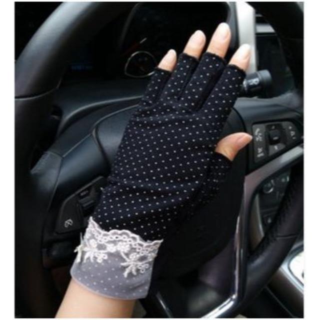レディース 指なし UV手袋 通勤 通学 紫外線対策 日焼け止め コットン ソフ レディースのファッション小物(手袋)の商品写真