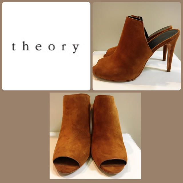 theory(セオリー)の定価4.2♡theory♡ブラウンスエードデザインミュール♡ レディースの靴/シューズ(ハイヒール/パンプス)の商品写真