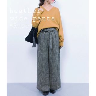 ヘザー(heather)の新品♡Heather♡ワイドパンツ チェック リボン(カジュアルパンツ)