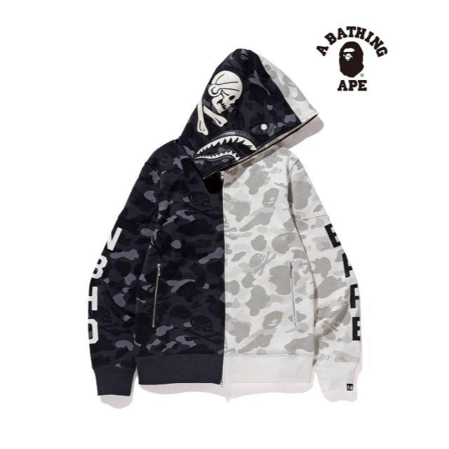 SサイズBAPE NBHD CAMO SHARK FULL ZIP HOODED