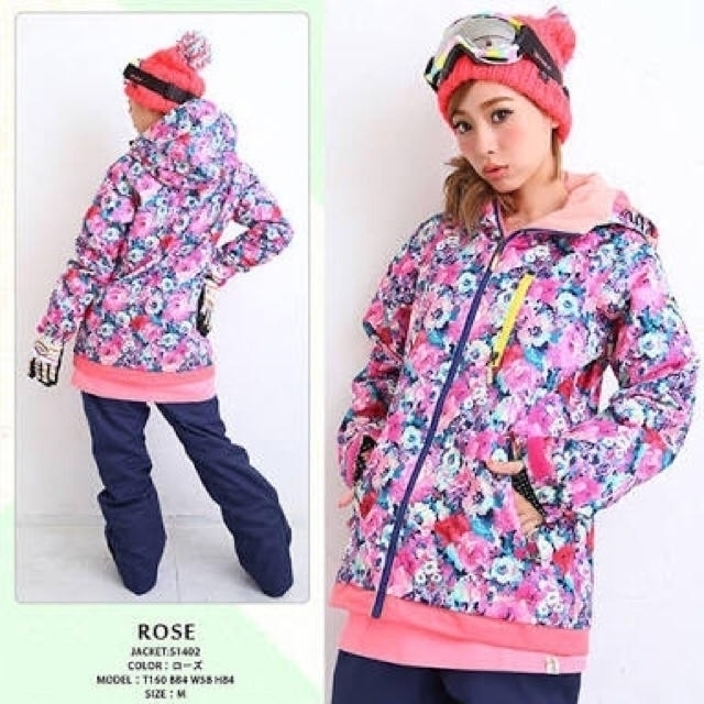 美品☆SiROPシロップ☆花柄スノボウェア☆Lサイズ☆シスター 美品☆SiROPシロップ☆花柄スノボウェア☆Lサイズ☆シスター