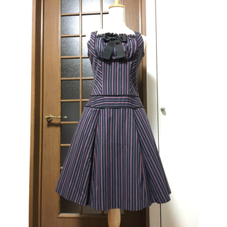 ヴィクトリアンメイデン(Victorian maiden)のレジメンタルストライプジャンパースカート(ひざ丈ワンピース)