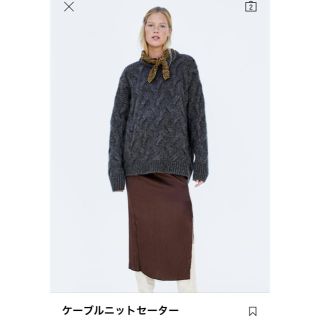 ザラ(ZARA)の新品 完売 ZARA ザラ ケーブル ニット セーター カーボングレー S (ニット/セーター)