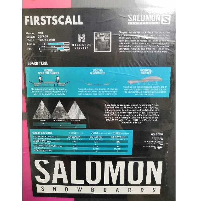 SALOMON(サロモン)のSALOMON　ファーストコール　157　2017-18年モデル　新品未使用 スポーツ/アウトドアのスノーボード(ボード)の商品写真