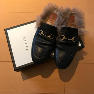 グッチ(Gucci)のGUCCI  princetown 39 ブラック スリッパ(ローファー/革靴)