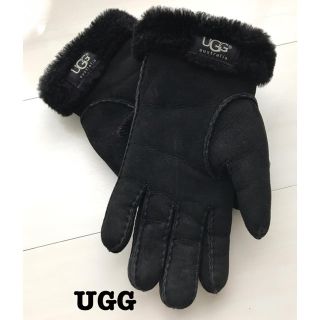 アグ(UGG)の5%クーポン アグ ugg 手袋 グローブ ムートン ブラック 黒 M リボン(手袋)