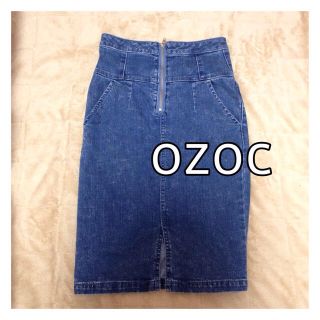 オゾック(OZOC)のハイウエストデニムタイトスカート(ひざ丈スカート)