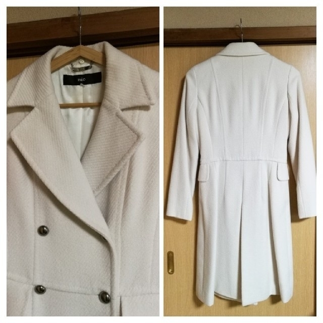 INED(イネド)のINED　アンゴラ　ウール　白　コート レディースのジャケット/アウター(ロングコート)の商品写真