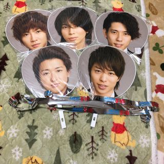 アラシ(嵐)の嵐 5×10 ジャンボうちわ セット 銀テープ付き(アイドルグッズ)