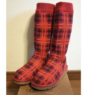 アグ(UGG)のUGG キッズ ブーツ ニット 赤チェック(ブーツ)