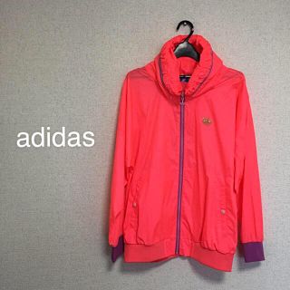 アディダス(adidas)の美品アディダスウィンドブレーカーシャカシャカネオンピンクFフード(ナイロンジャケット)