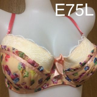 小花プリント ブラショー E75L オレンジ(ブラ&ショーツセット)