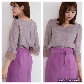 プロポーションボディドレッシング(PROPORTION BODY DRESSING)のラメチェックレースベルスリーブブラウス(シャツ/ブラウス(長袖/七分))