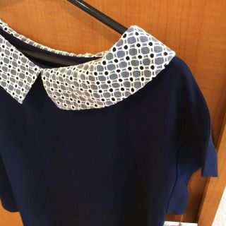 アナトリエ(anatelier)の新品♡クチュールB刺繍襟シフォンカットソ(カットソー(半袖/袖なし))